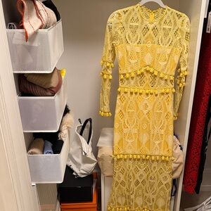 Alexis Yellow Lace Long Sleeve Dress